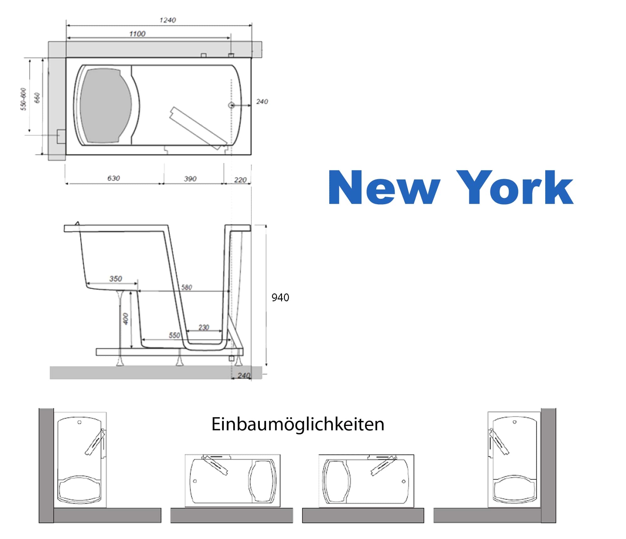 Badewanne mit T&uuml;r Einbaubeschreibung NewYork